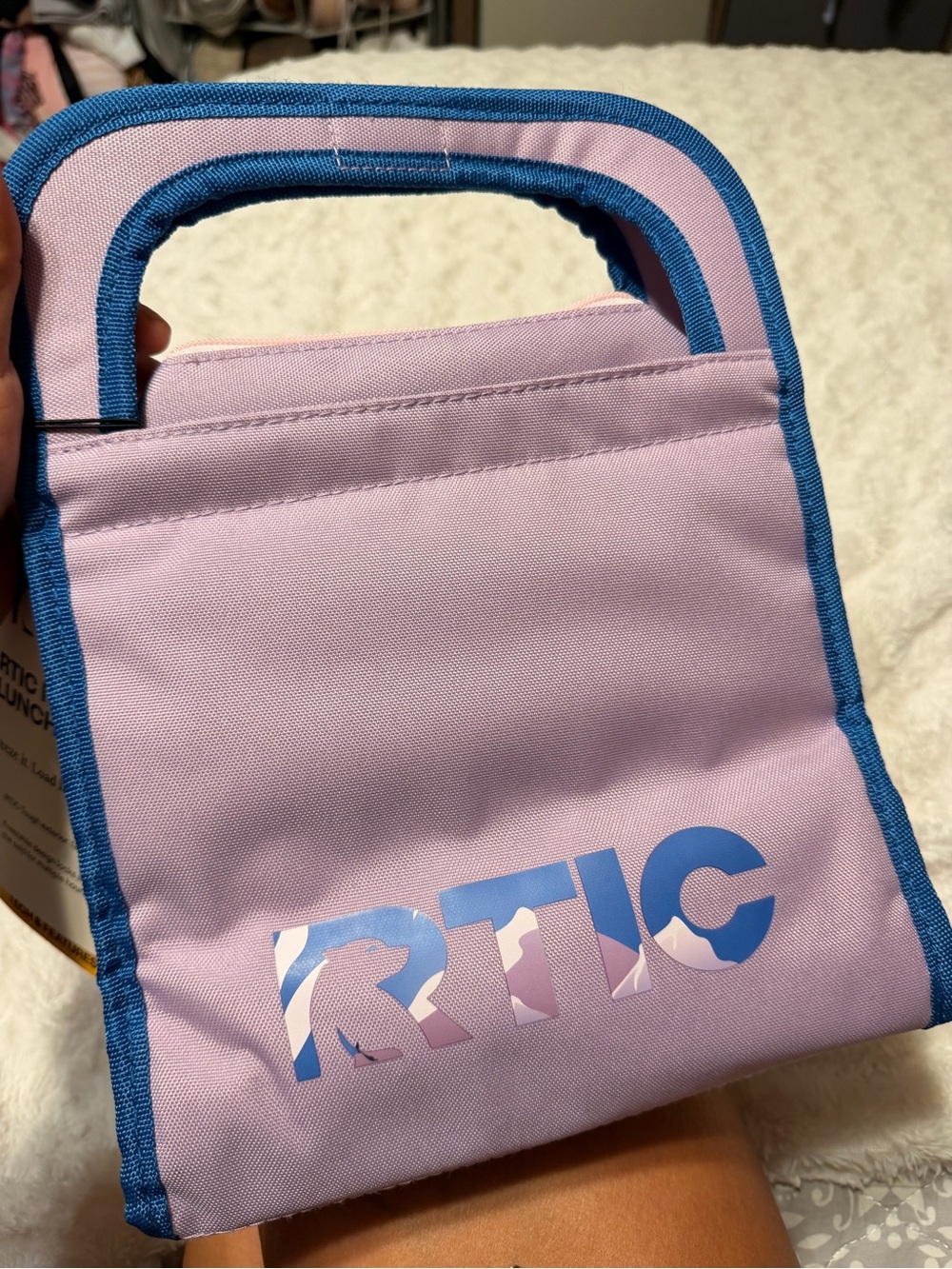 NWT RTIC Kids Lilac Soft Lunch Tote with Blue Trim